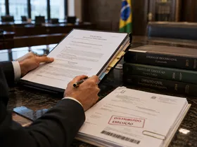 Petição inicial de execução de título executivo, carimbada como distribuída